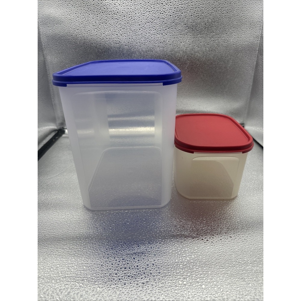 Tupperware Clear Plastic Rectangle Food Storage Containers Set of 2